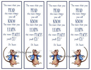 Kids Instant Printable Bookmarks Beatrix Potter Mouse with Quote by Dr ...