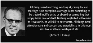 ... marriage is not richard l evans 342387 Quotes About Not Caring