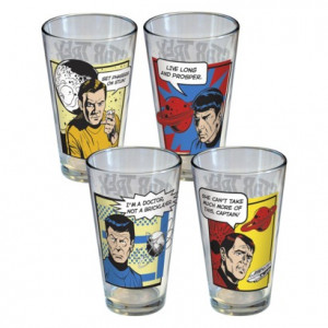 Star Trek 4-Piece Pint Glass Set with Kirk, Spock, McCoy and Scotty