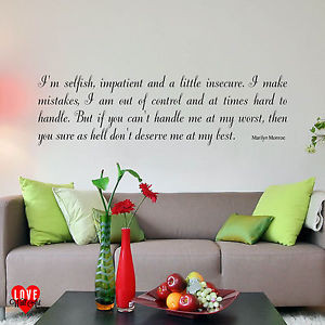 Details about Marilyn Monroe wall art quote I’m selfish wall sticker ...