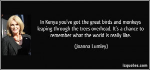 In Kenya you've got the great birds and monkeys leaping through the ...