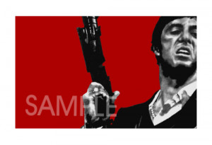 Al Pacino Scarface with Rifle Movie Art Canvas Poster Print