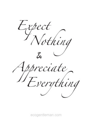 Graphic quotes design by Eco Gentleman - Expect nothing appreciate ...