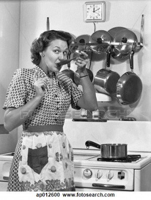Stock Photography of 1950S Housewife Tasting With Spoon By Stove Funny ...