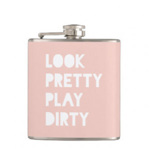 Look Pretty Funny Quotes Blush Pink Hip Flasks
