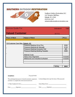 Sample Cleaning Quotes