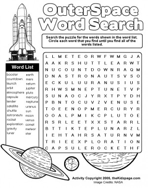 Outer Space Word Search Activity Sheet - Free Coloring Pages for Kids ...