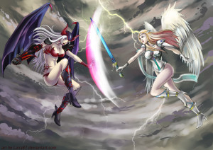 Angel and Demon fight by Lairam