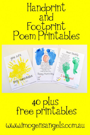 Kid’s and Painting ~ Handprint and Footprint Poem Printable Bonanza
