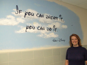 Kathy Pavoncello is shown with one of the motivational quotes she is ...