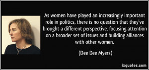 As women have played an increasingly important role in politics, there ...