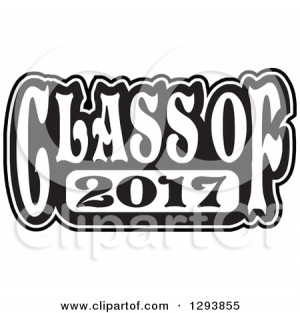 -Clipart-Of-A-Black-And-White-Class-Of-2017-High-School-Graduation ...