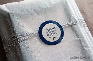 Finally, tape the “thank you” tag to the middle of the bakers ...