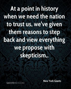 At a point in history when we need the nation to trust us, we've given ...