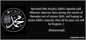 ... faith, and hoping to attain Allah's rewards, then all his past sins