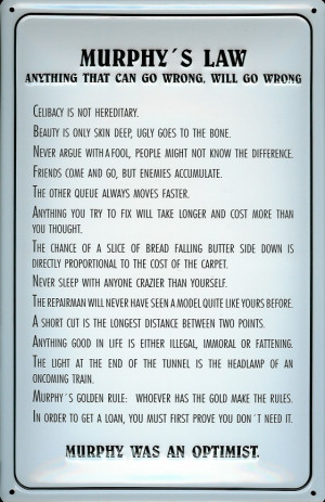 Murphy’s law is an adage or epigram that is typically stated as ...