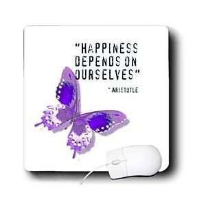 Happiness Quote Purple Butterfly Inspiration Spirituality Mouse Pads