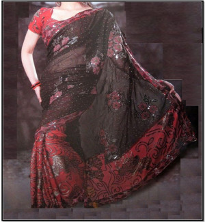 Black and Red Saree