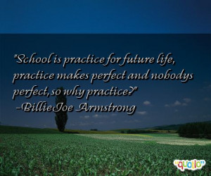 School is practice for future life, practice makes perfect and nobodys ...