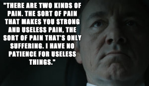 kinds of pain. The sort of pain that makes you strong and useless pain ...