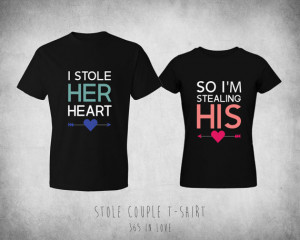 Couples Matching T-Shirts - Black Cute Typography Qualtiy Set of 2 ...