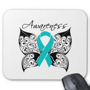 Tattoo Butterfly Awareness - Ovarian Cancer Mouse Pad