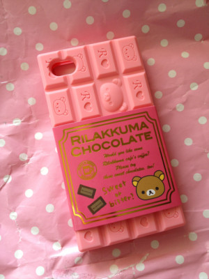 cute chocolate kawaii pink iphone case Strawberry rikakkuma cellphone ...