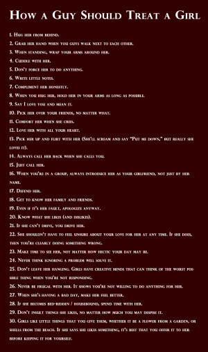 How a Guy Should Treat a Girl - 25 Rules