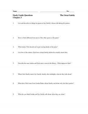 photos of The Great Gatsby Chapter 4 Questions