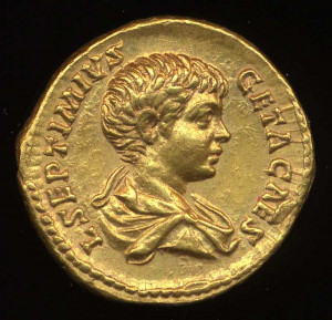 Obverse image of a coin of Publius Septimius Geta