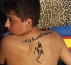 See more Only God will judge me quote tattoo on back with angel