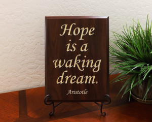 Decorative Carved Wood Sign with famous quote by Aristotle, 