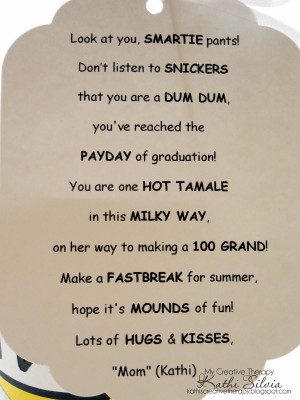 Poem Using Candy Bar Names | Candy Bar Poems For Graduation