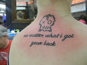 Creative back tattoo with Inspirational quote