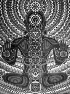 American Hippie Art Meditation ~ black white More