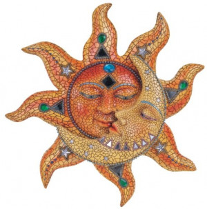 Celestial Sun Moon Mosaic Wall Art Hanging