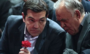 Syriza party leader Alexis Tsipras (left) at his party’s congress in ...