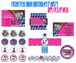 MONSTER HIGH Personalized Birthday Party Pack by FranciscoFavs, $18.00