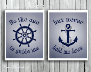 ... me Inspirational quote Nautical Wall decor Navy Blue Anchor Ship wheel