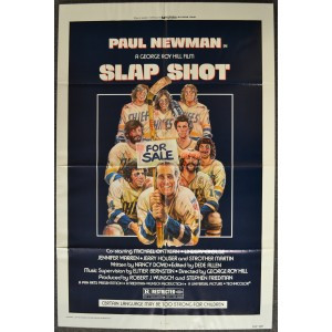 ... SLAP SHOT Original 1977 Hockey Comedy Movie Poster with Paul Newman