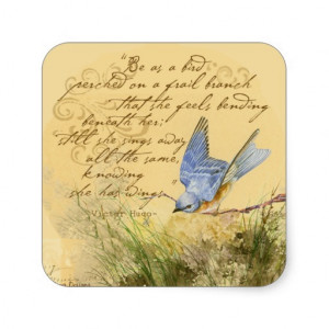 Bluebird on Branch & Victor Hugo Quote Stickers