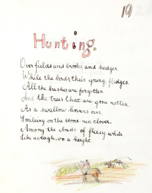 Hunting’, in ‘The Poems’, 1897. From MS Add. 9852.