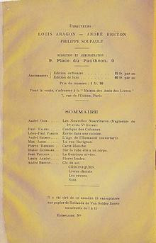 ... Surréaliste' in December 1926, including poems of André Breton