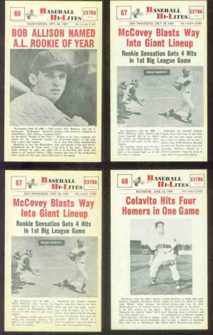 1960 Nu-Card Hi-Lites #67 Willie McCovey ROOKIE - 'Blasts Way in ...