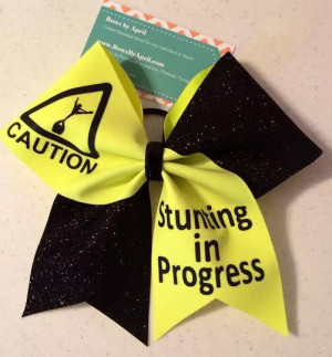 ... in Progress Yellow and Black Glitter Cheer Bow - Bows by April Express