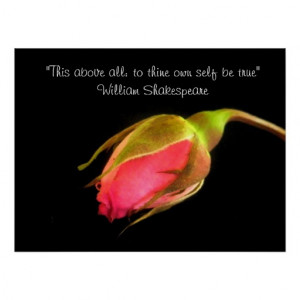 Pink Rosebud William Shakespeare Quote Poster