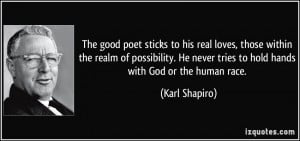 The good poet sticks to his real loves, those within the realm of ...