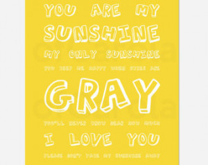 You Are My Sunshine Quote Nursery Wall Art Print PERSONALIZED - Kids ...