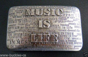 Details about MUSIC IS LIFE MUSICAL QUOTES ANTIQUE NICKEL BELT BUCKLES