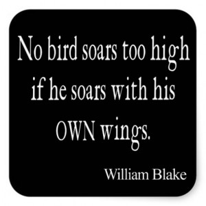 Vintage William Blake Bird Soar Own Wings Quote Square Stickers